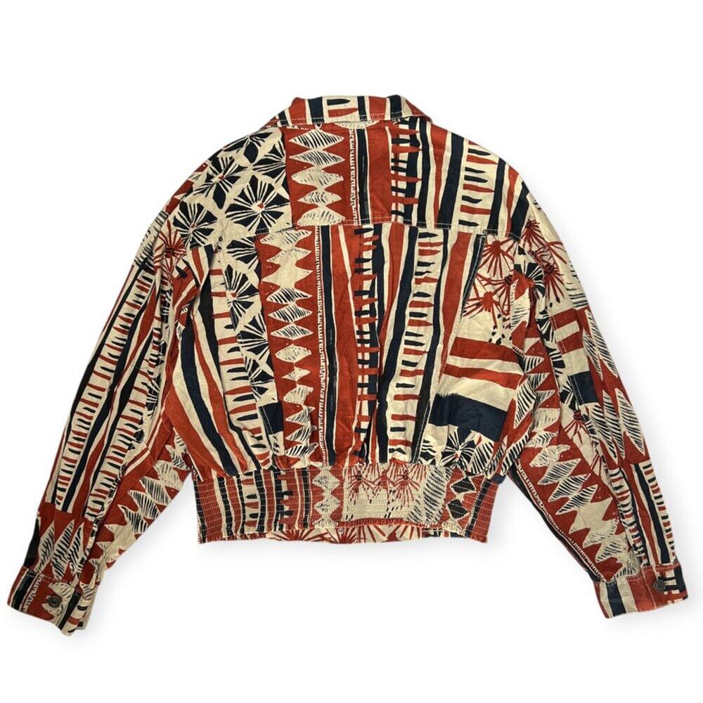 Free People Golden Nile Shirt Jacket SIZE L Aztec Multicolor Crop Shacket - Picture 3 of 15